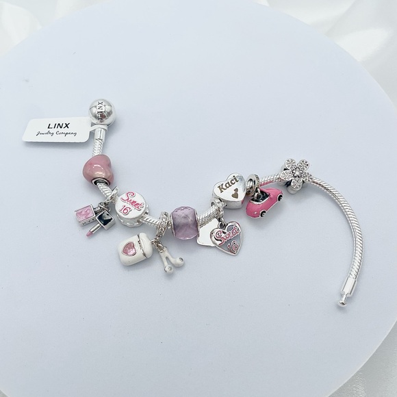 Linx Bracelet with Pink Sweet 16 Themed Charms - Picture 1 of 7